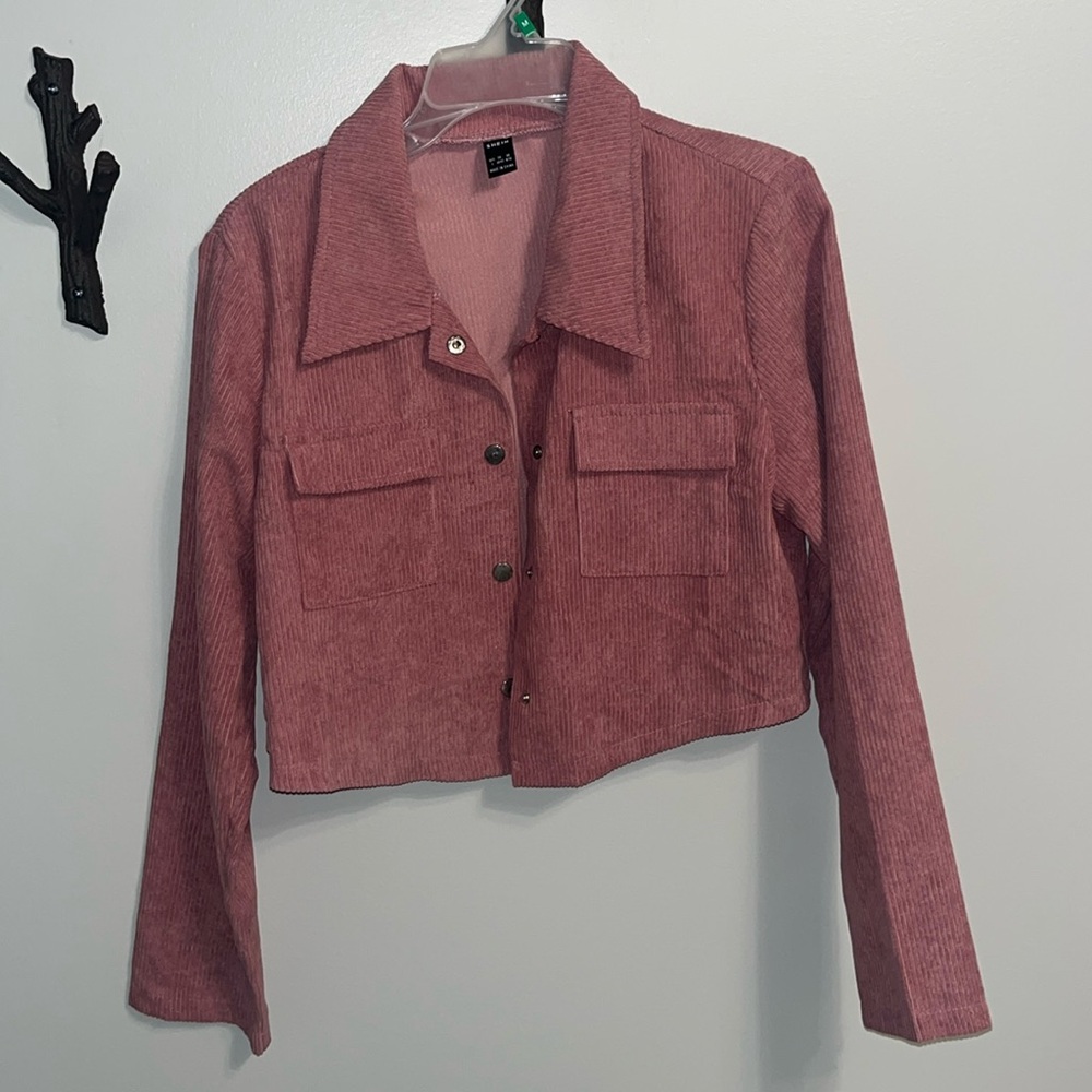 Pink corduroy cropped jacket